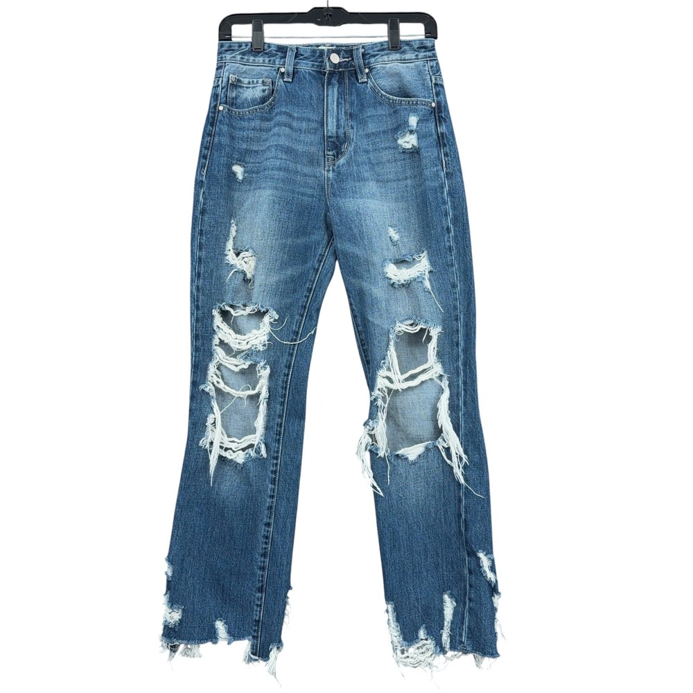 Petra 153 Distressed Straight Leg Womens 3/25 100% Cotton Blue‎ Jeans